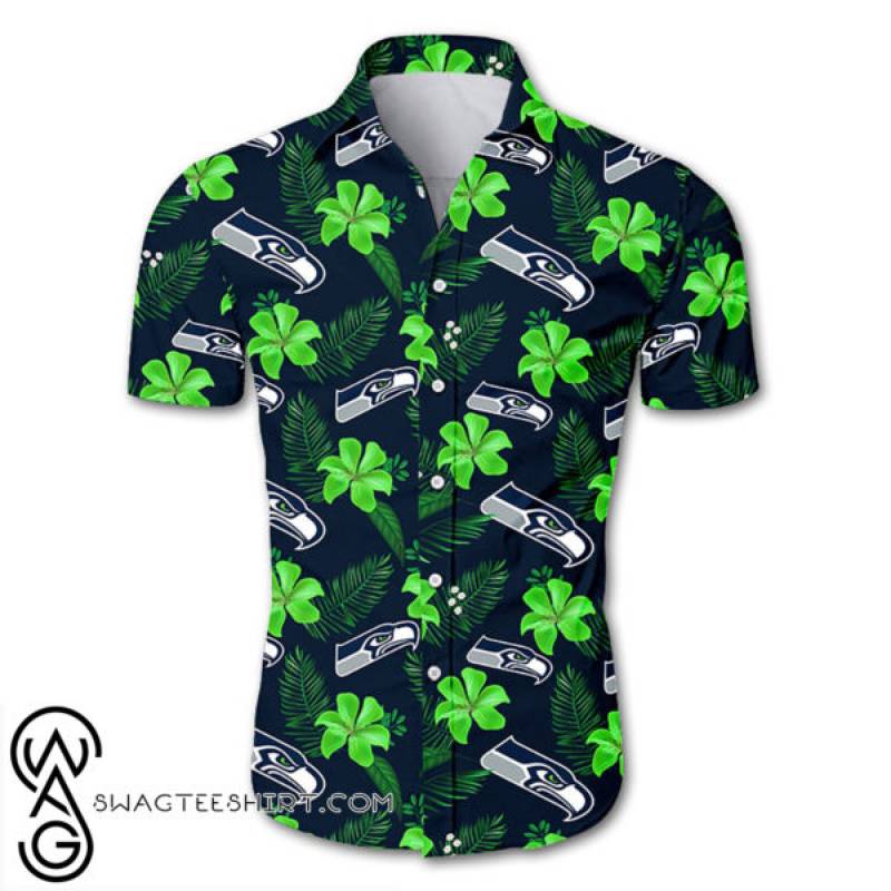 Seattle seahawks tropical flower hawaiian shirt &#8211; Maria