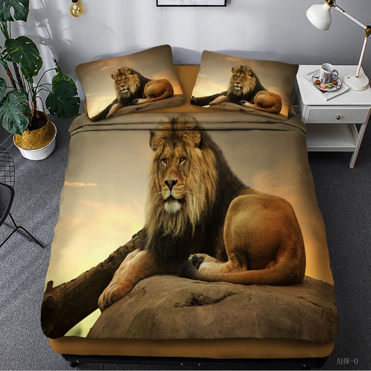 3D Lion Printed Duvet Cover Wild Tiger 3D Bedding Set Queen Size Cover King Cover Single Double Home Bedclothes