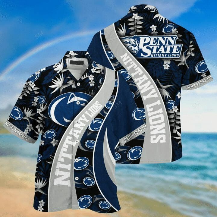 NCCA Penn State Nittany Lions Blue Grey Trendy Hawaiian Shirt V3 Aloha Shirt