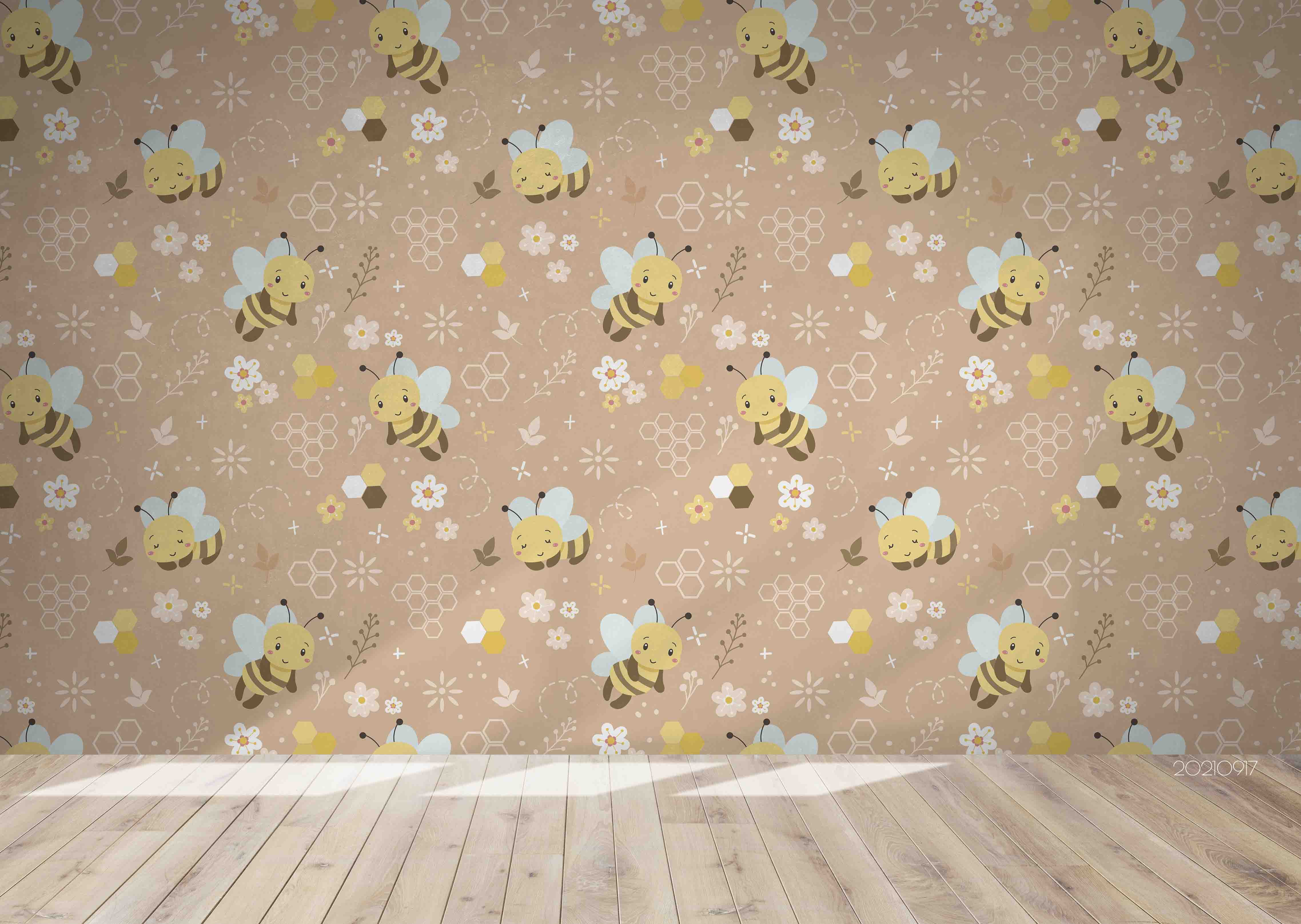 3D Cartoon Animal Bee Floral Wall Mural Wallpaper Lqh 79