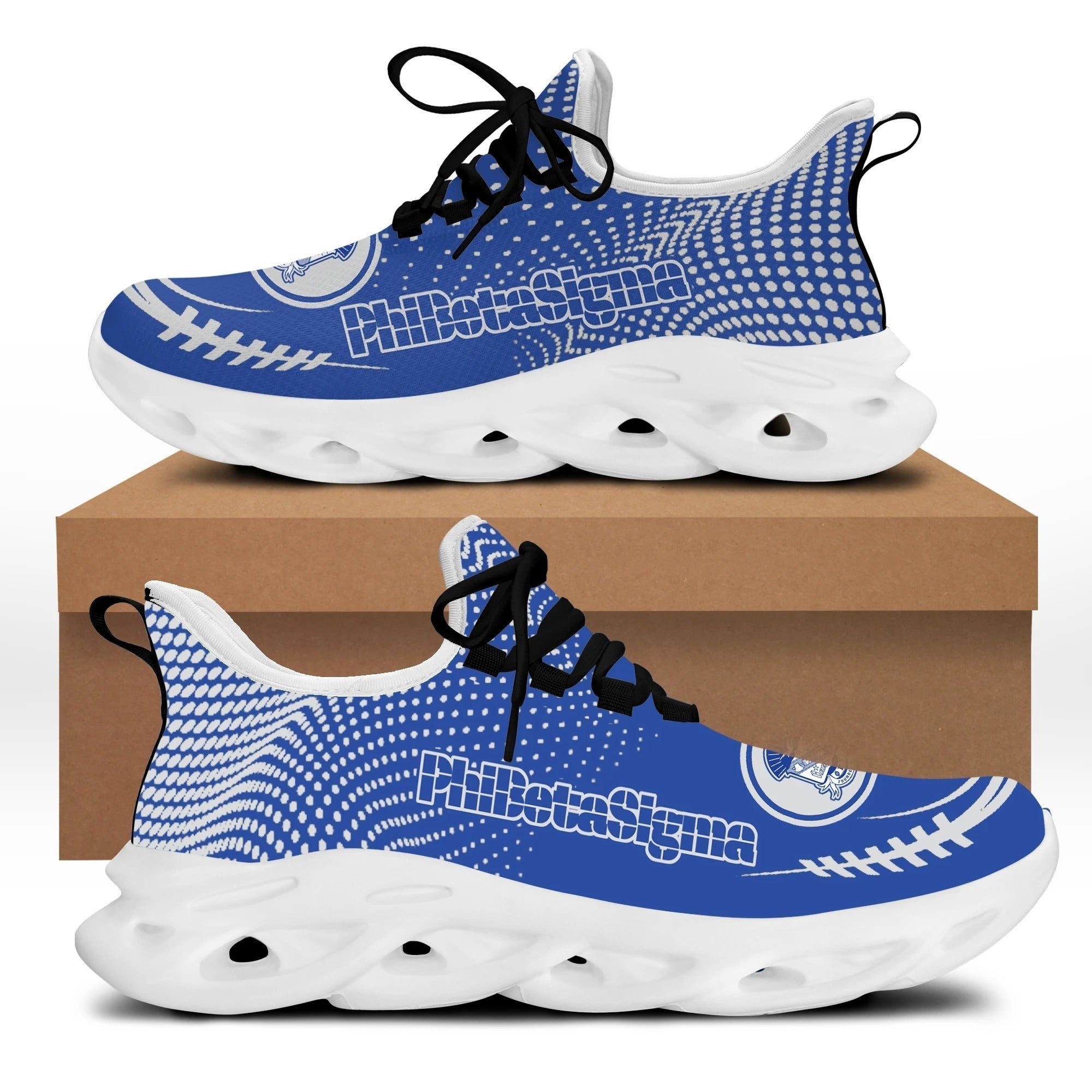 Fraternity Footwear – Phi Beta Sigma White Dots Clunky Sneakers