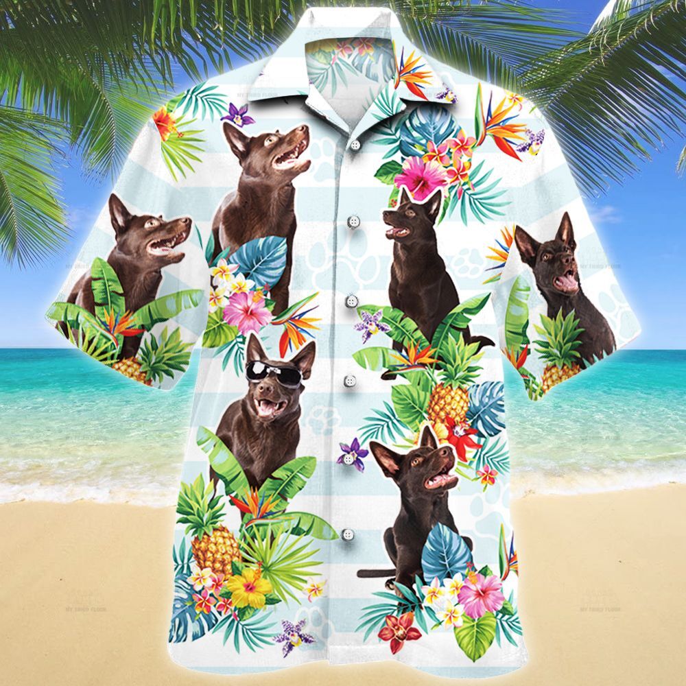 Australian Kelpie Dog Tropical Flower Hawaiian Shirt Ha13534