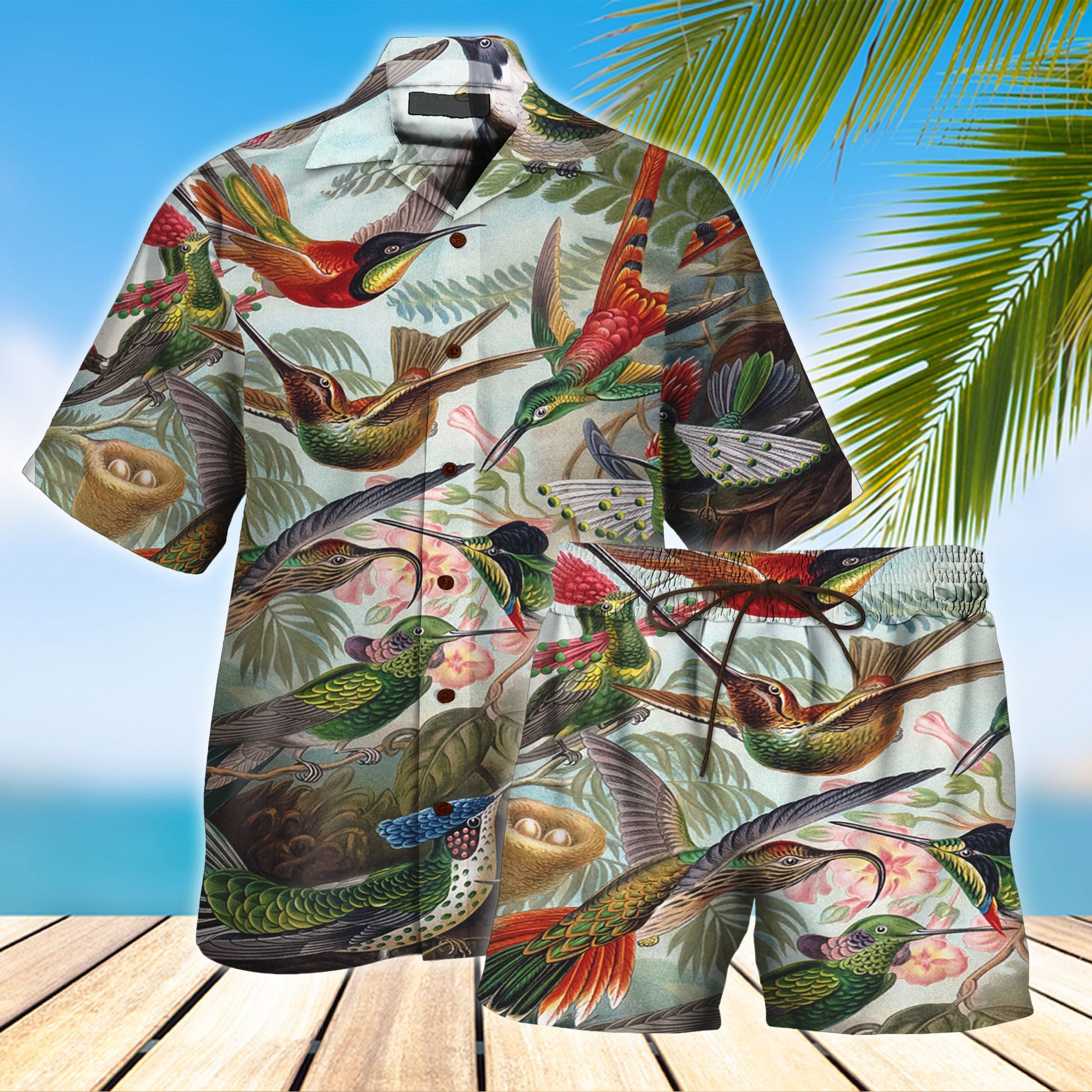 Hummingbird Pattern All Over Printed Hawaii Shirt And Short Ha108443