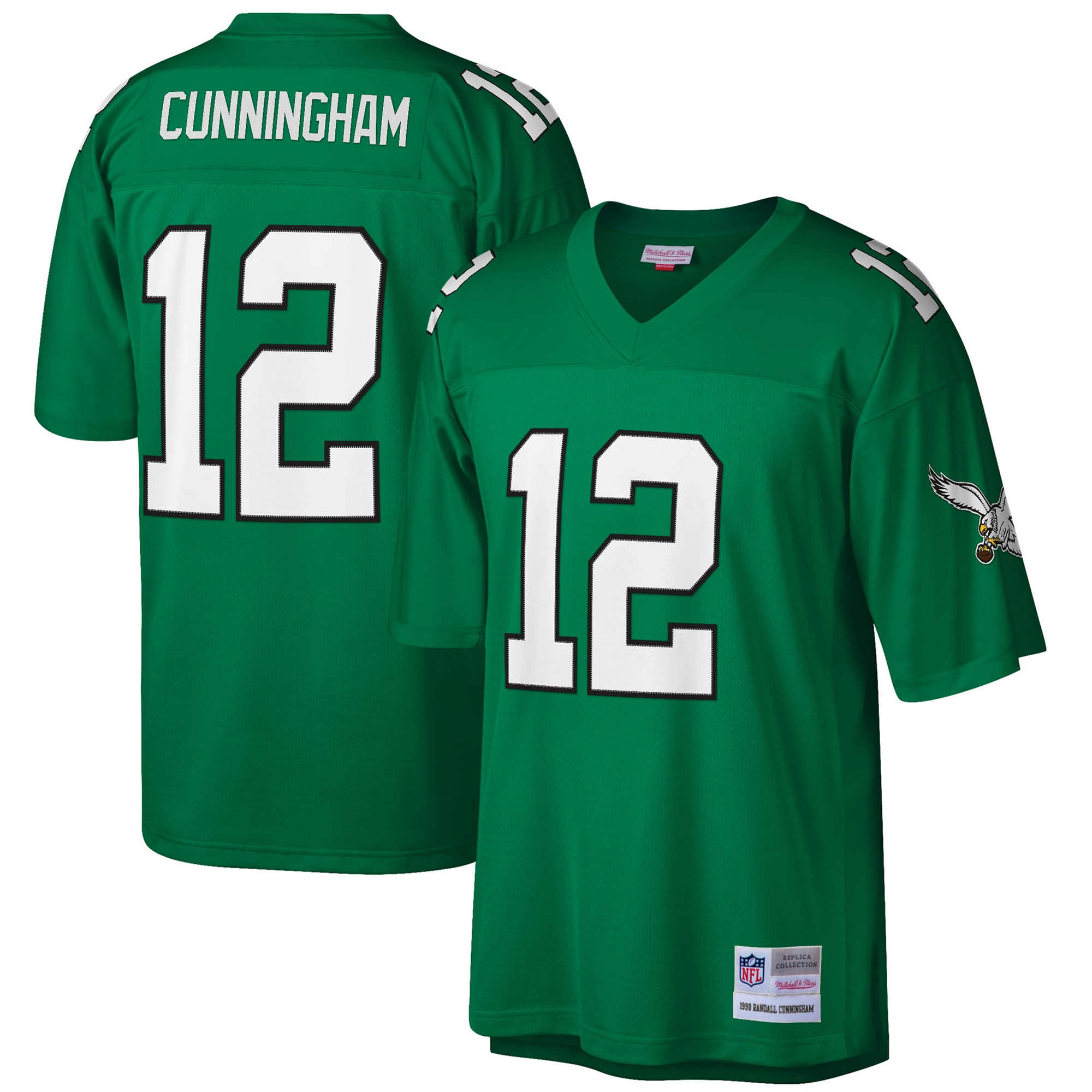 Randall Cunningham Philadelphia Eagles Mitchell & Ness Big & Tall 1990 Retired Player Replica Jersey – Kelly Green