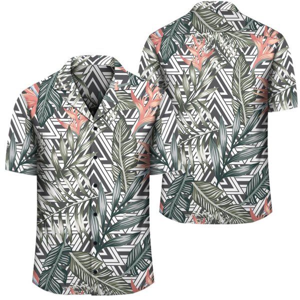 Tropical Palm Leaves And Flowers Hawaiian Shirt V2