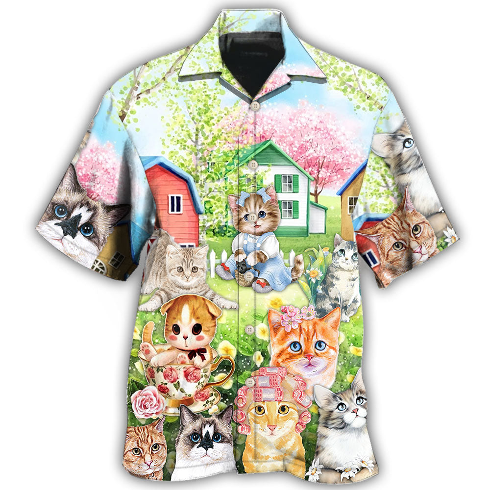 Cats Flowers And House Art Hawaii Shirt Ha107891