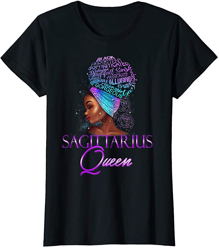 Purple Sagittarius Queen African American November December T-Shirt