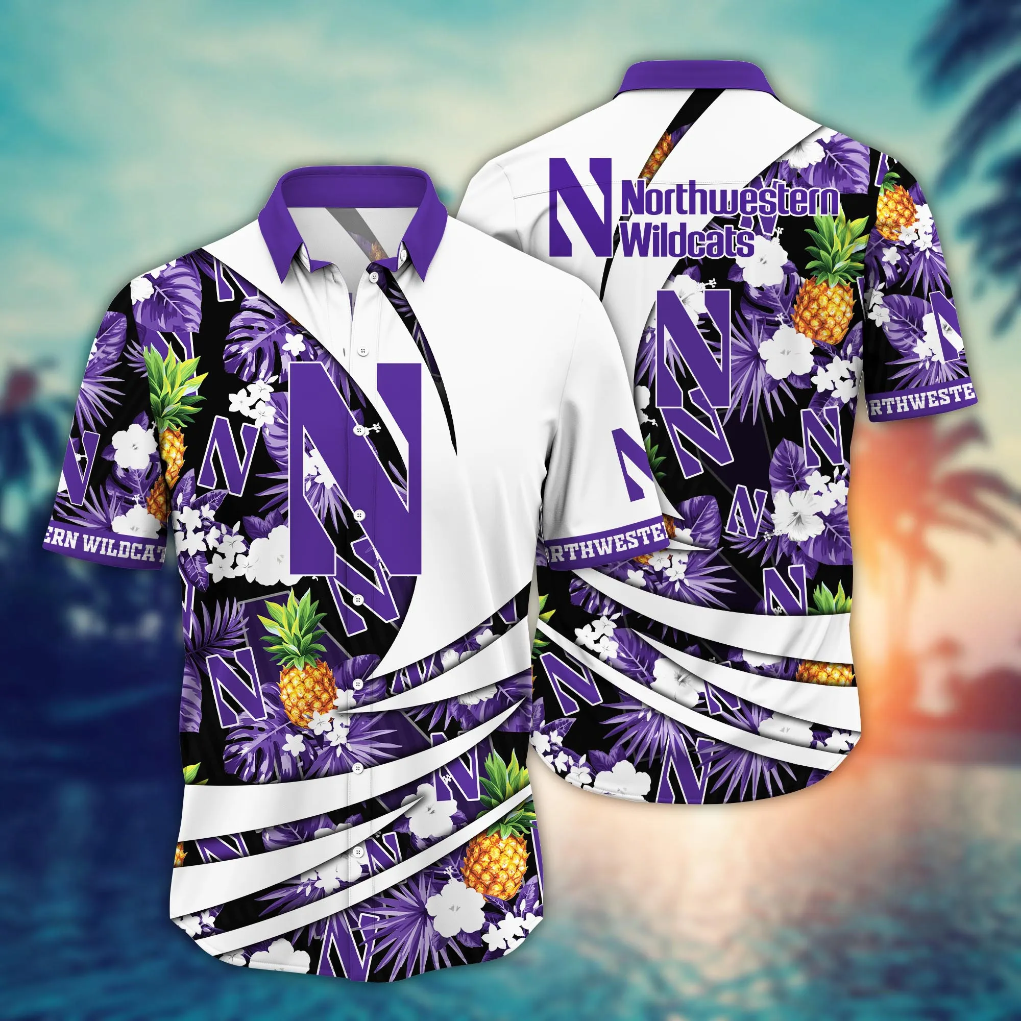 Northwestern Wildcats NCCA Hawaiian Shirt Flip Flops Aloha Shirt