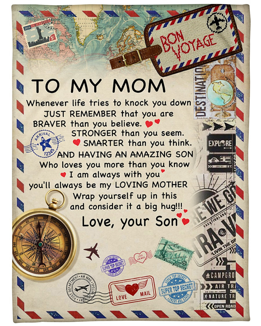 To My Mom Having An Amazing Son Fleece Blanket Gift For Family, Birthday, Mother, For Her, Son To Mom Gift Home Decor Bedding Couch Sofa Soft And Comfy