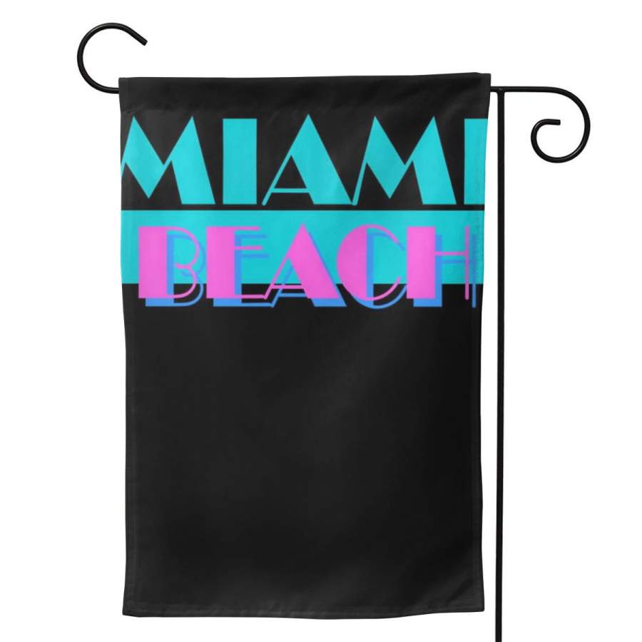 2 Pcs Garden Flag Retro Miami Beach Logo Horizontal Poster 12.5″x18″ -Mothers Day, Birthday Gifts for Mom, Dad, Wife, Husband, Daughters, Grandma, Friends