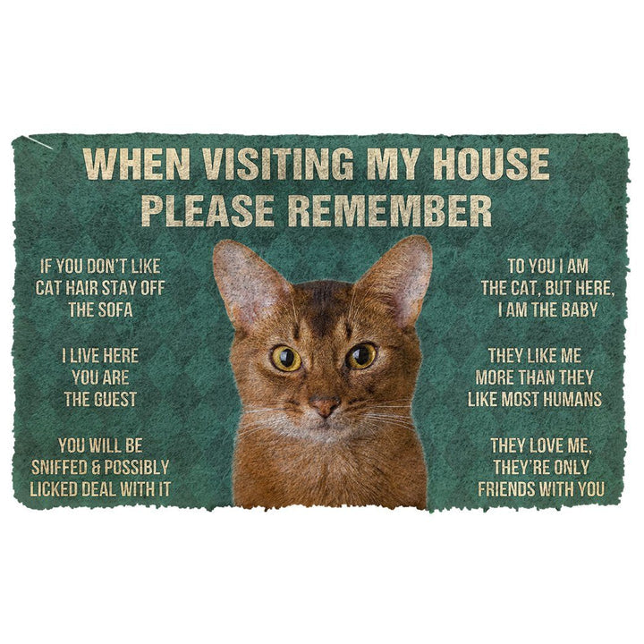 Waybackapparel Please Remember Abyssinian Cats House Rules 3D Doormat