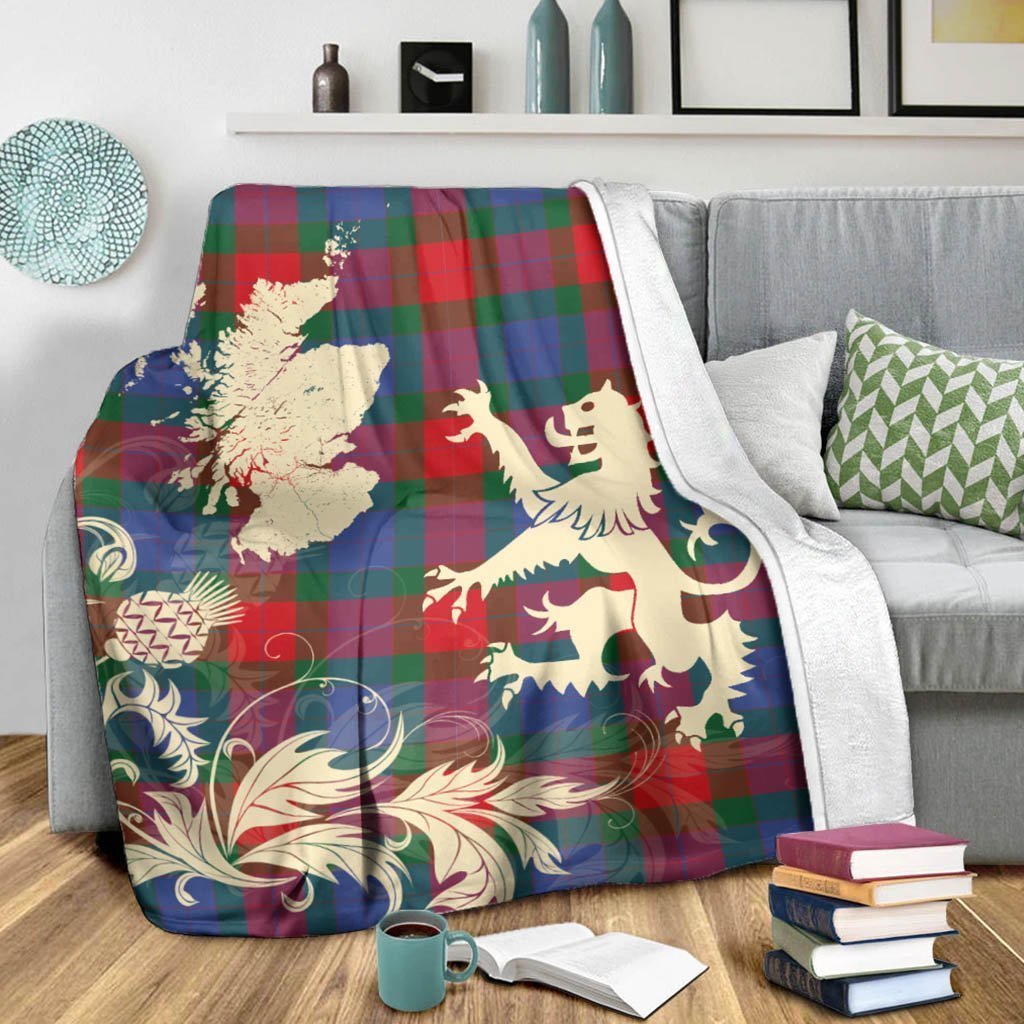 Tartan Blanket Marjoribanks Tartan Scotland Lion Thistle Map Plaid Blanket