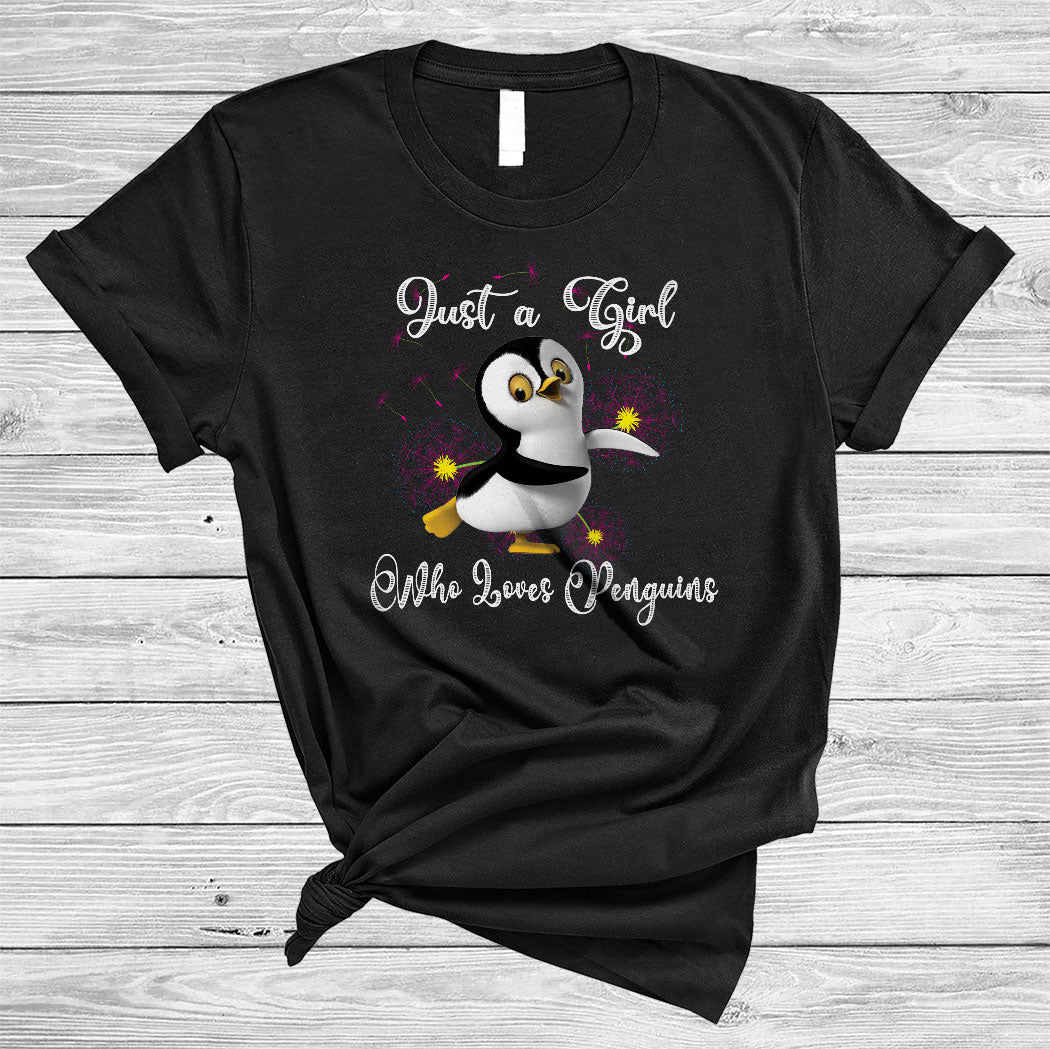 Just A Girl Who Loves Penguins Cute Penguin Arctic Animal Dandelion Lover Gifts T-Shirt