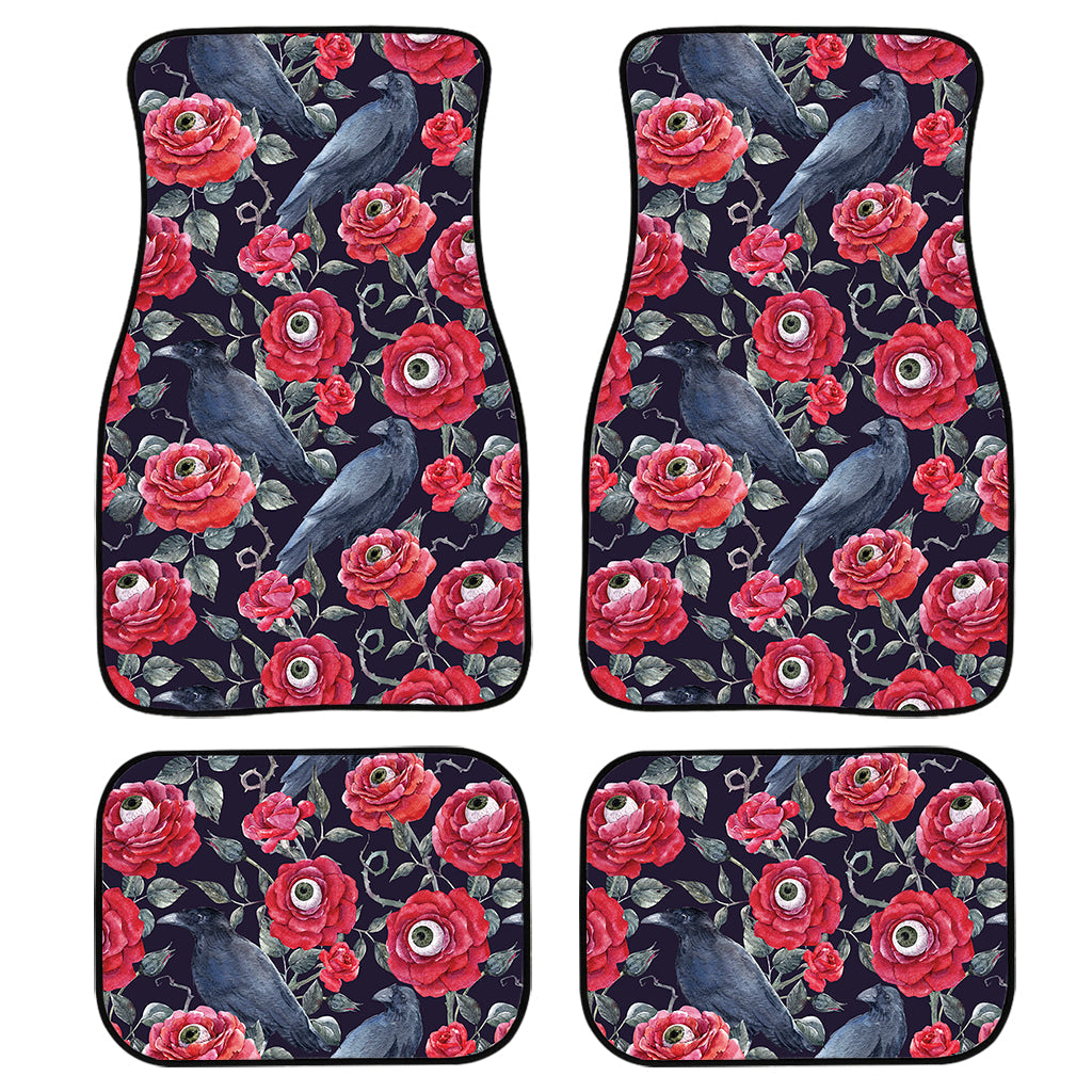 Eyeball Rose Pattern Print Front And Back Car Floor Mats, Front Car Mat