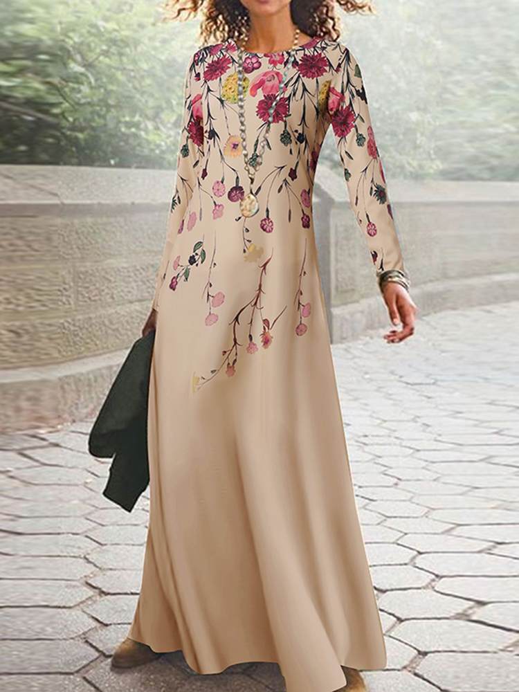 ZANZEA 2022 Summer Bohemian Printed Floral Sundress Women Fashion Holiday Party Dress Casual Long Sleeve O Neck Maxi Vestidos alx