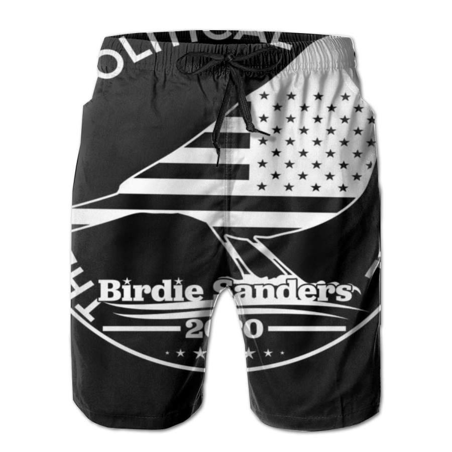 2 Pack Birdie Sanders 2020 The New Political Animal Horizontal Poster Men Swim Trunks Drawstring Elastic Waist Quick Dry Beach Shorts with Mesh Lining Swimwear Bathing Suits