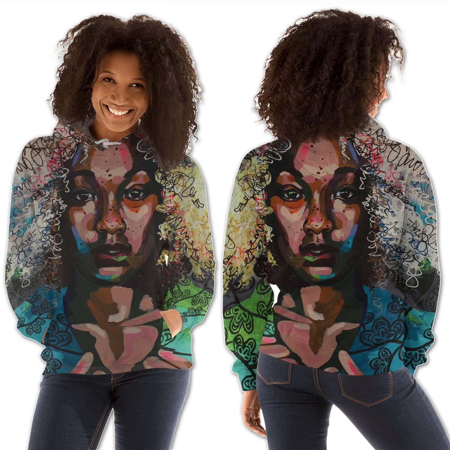 African American Hoodies Cute African American Woman Beautiful African Print Afro Lady African Apparel