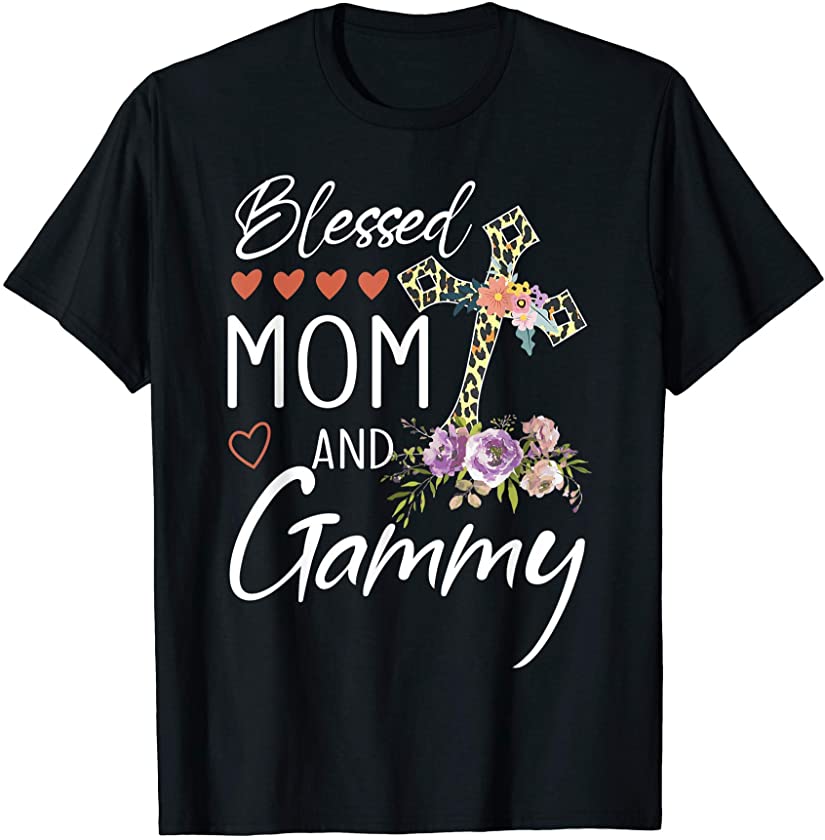 Blessed Mom And Gammy Leopard Flower For Women T-Shirt