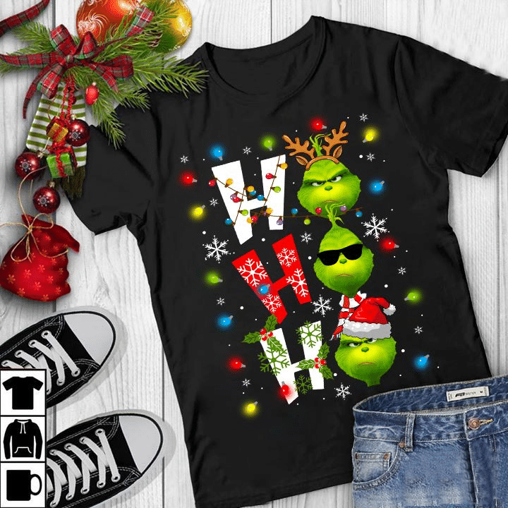 Grinch and deer ho ho christmas T shirt hoodie sweater VA95