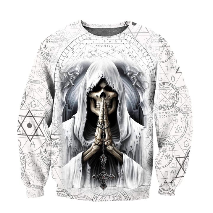 God Of Death Skull Crewneck Sweatshirt All Over Print Sweatshirt For Women Sweatshirt For Men