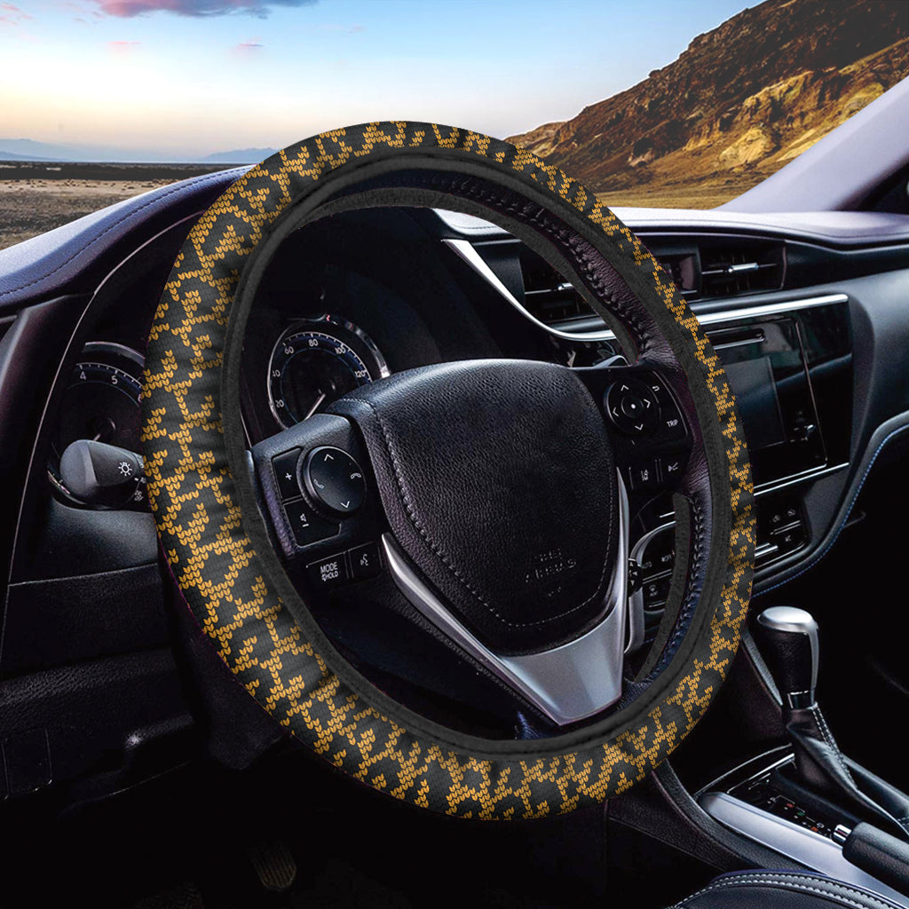 Wild Leopard Knitted Pattern Print Car Steering Wheel Cover