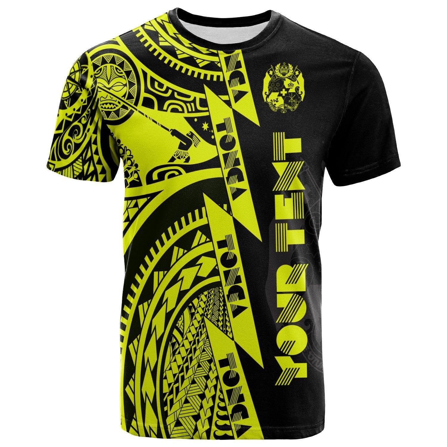 (Custom Personalised) Polynesian Tonga Tshirt – Maui Moana Tattoo With Seal Tonga Yellow