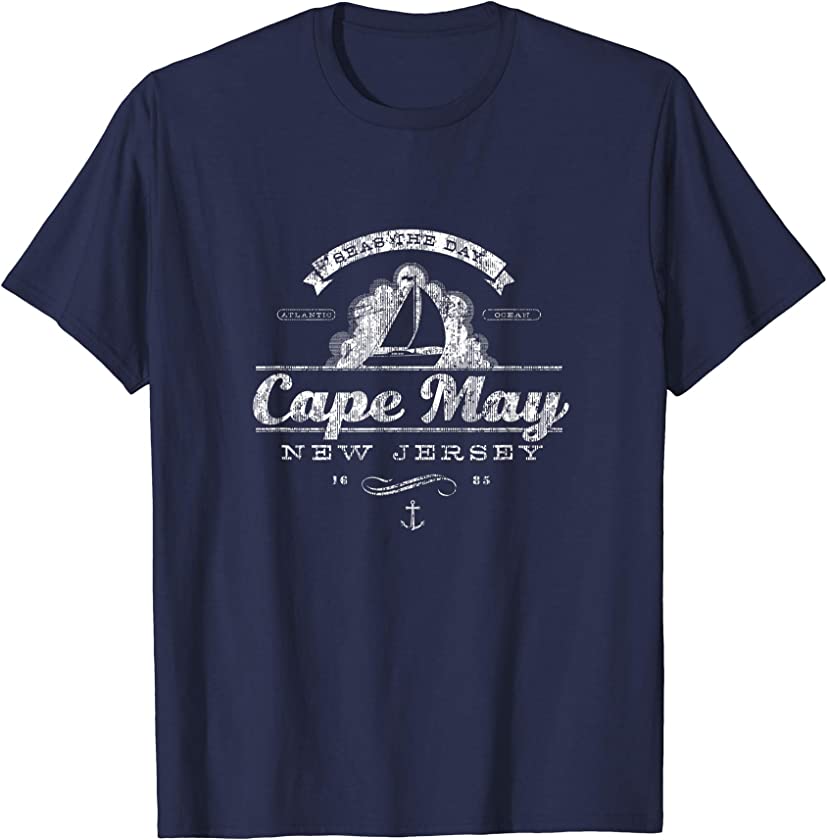 Cape May NJ Sailboat T-Shirt Vintage Nautical Throwback Tee