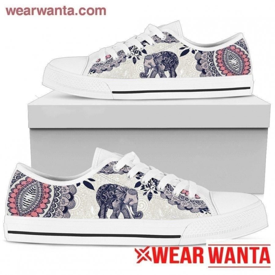 Boho Elephant Women's Sneakers Low Top Shoes Converse Style