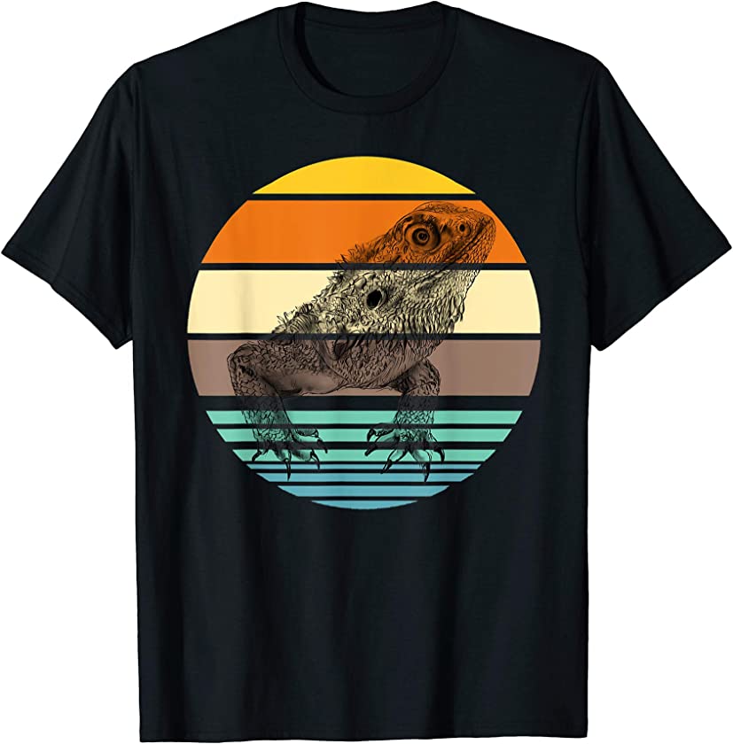 Vintage Retro Bearded Dragon Sunset Tee Gift Lizard Reptile T-Shirt