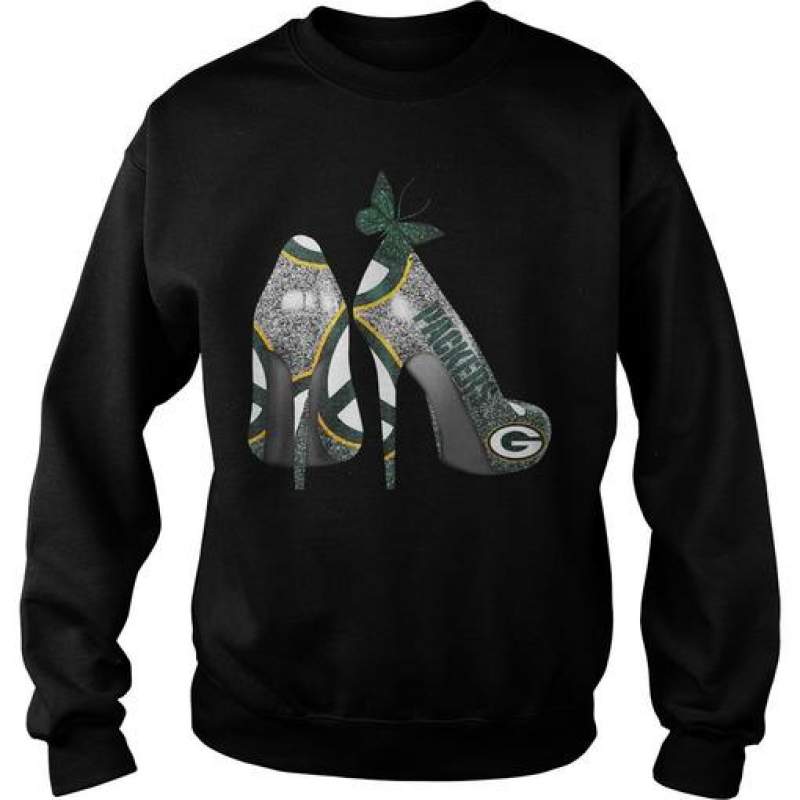 Green Bay Packers Rhinestone High Heels  Sweatshirt Unisex