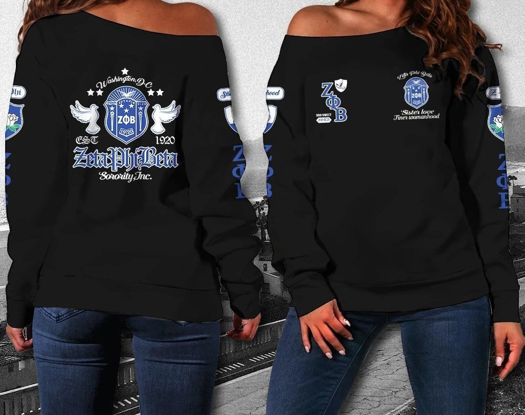 Sorority Sweatshirt – Dove Zeta Phi Beta 1920 Sorority Women Off Shoulder