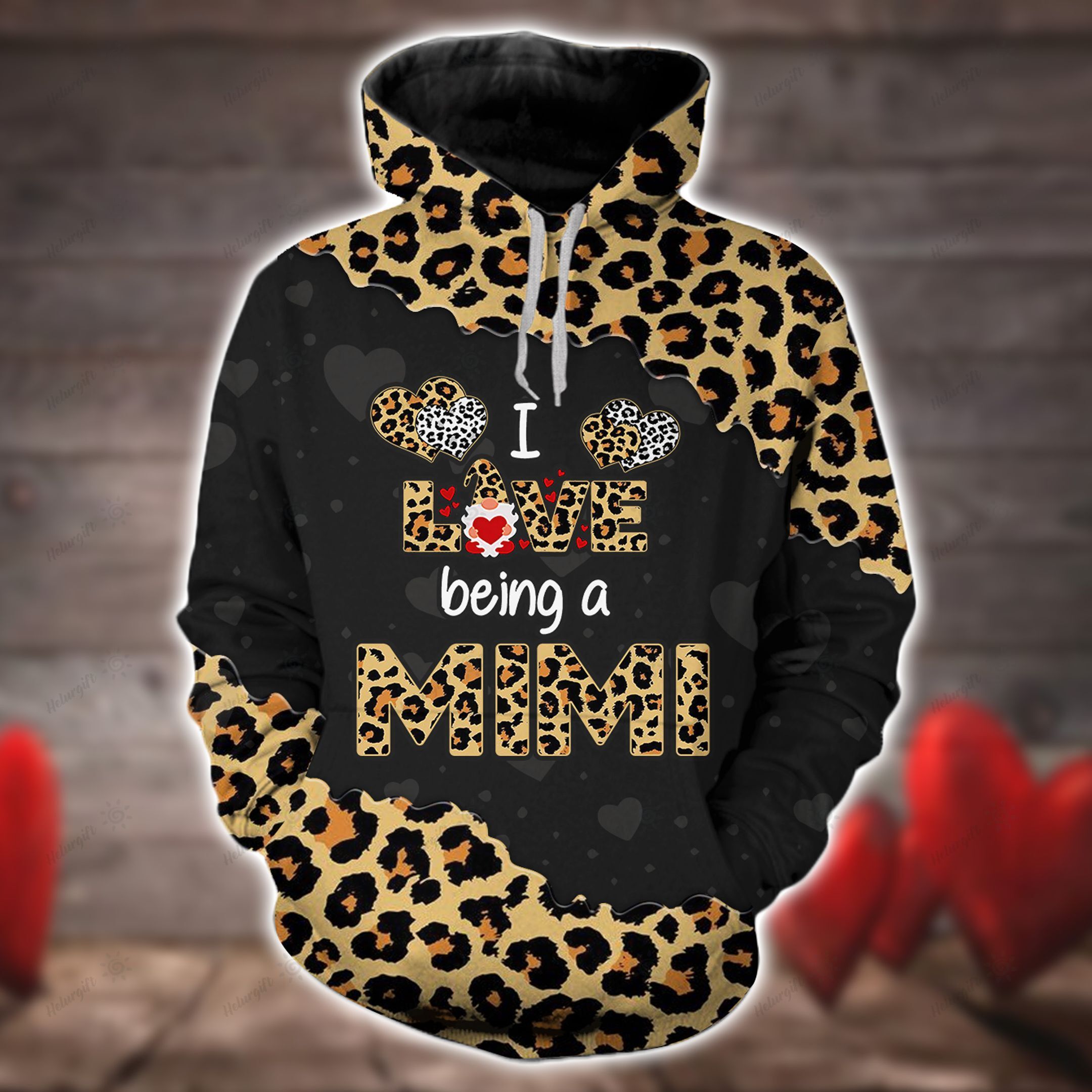 Apayprints – I love being Mimi Black Leopard 3D All Over Printed Hoodie Set