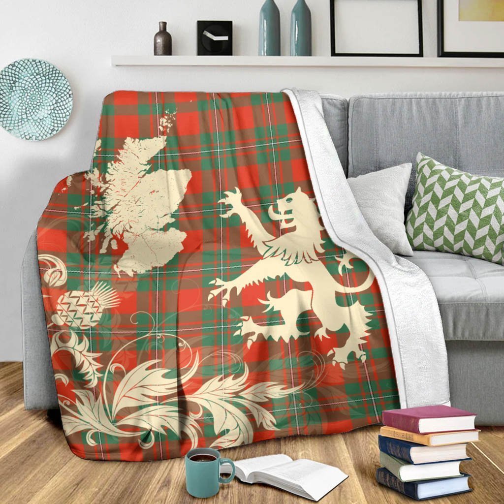 Tartan Blanket Macgregor Ancient Tartan Scotland Lion Thistle Map Plaid Blanket