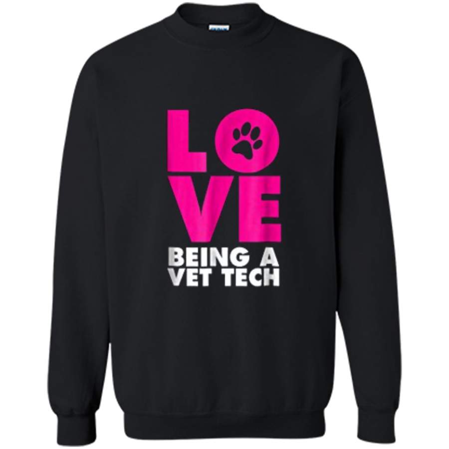 Animal Lovers Paw Print Vet Tech T-Shirt Printed Crewneck Pullover Sweatshirt