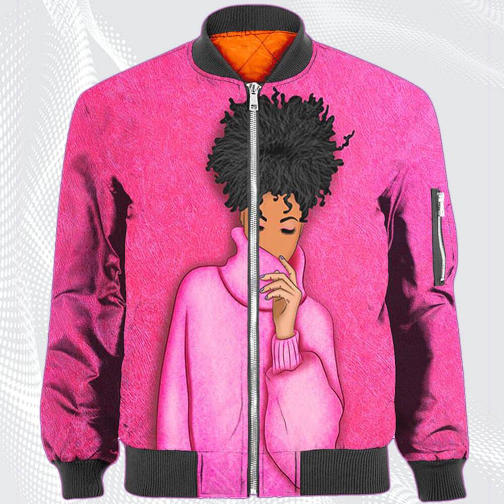 African American Hoodies Pretty Black Afro Girls Pink Love Afro Puff All Over Print Womens Hooded Sweatshirt Black History