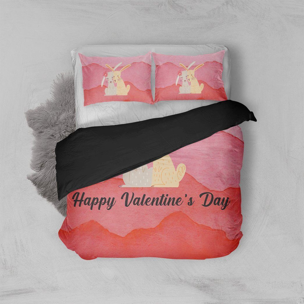 Mysticlife Mysticlife 3D Adorable Bunny Couple Valentine Custom Bedding