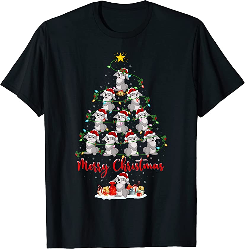 Bunny Christmas Tree Lights Funny Rabbit Bunny Xmas T-Shirt