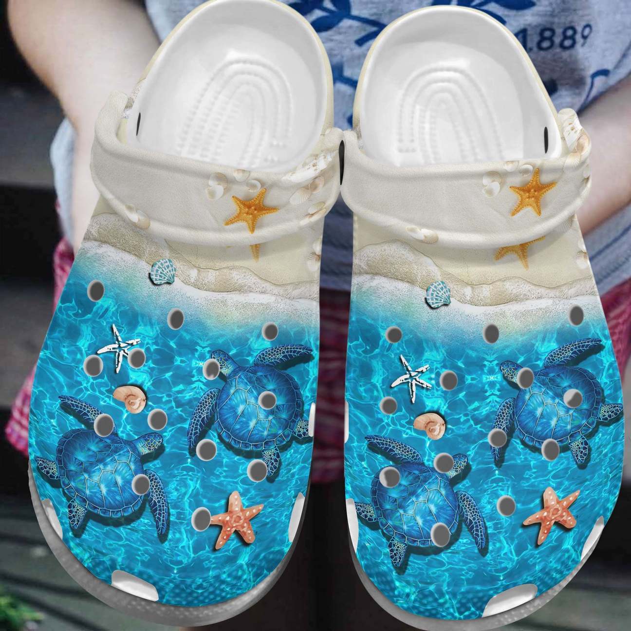 Sea Turtle Personalized Clog, Custom Name, Text, Color, Number Fashion Style For Women, Men, Kid, Print 3D Ocean Waves