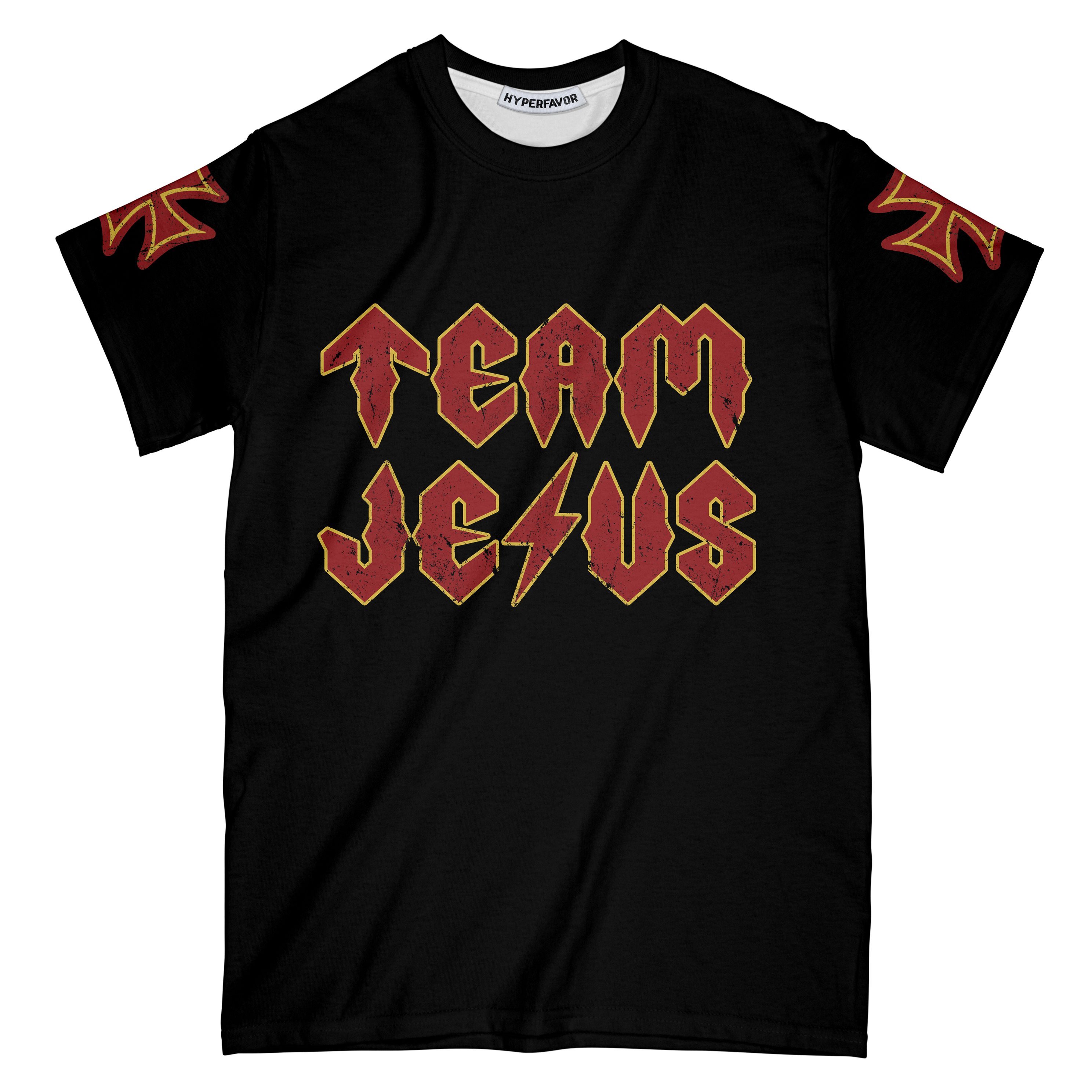 Jesus Rock N Roll All Over Print T-Shirt, Coolest Jesus T-Shirt With Sayings, Black Jesus Christ Shirt