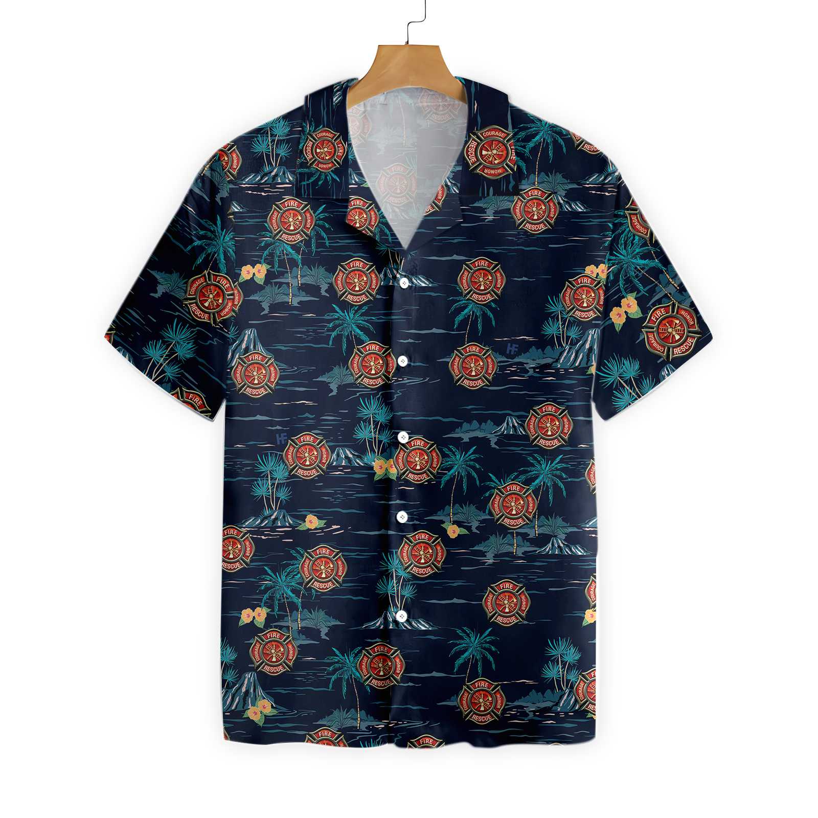 All Gave Some Firefighter Hawaii Tropical Navy Shirt For Men Ha97671