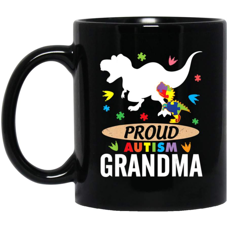 Big Dinosaur T-rex Autism Child Proud Autism Grandma 11oz 15oz Black Mug Happy Easter Day Funny Colors Eggs Bunny Ears Peeps Cute