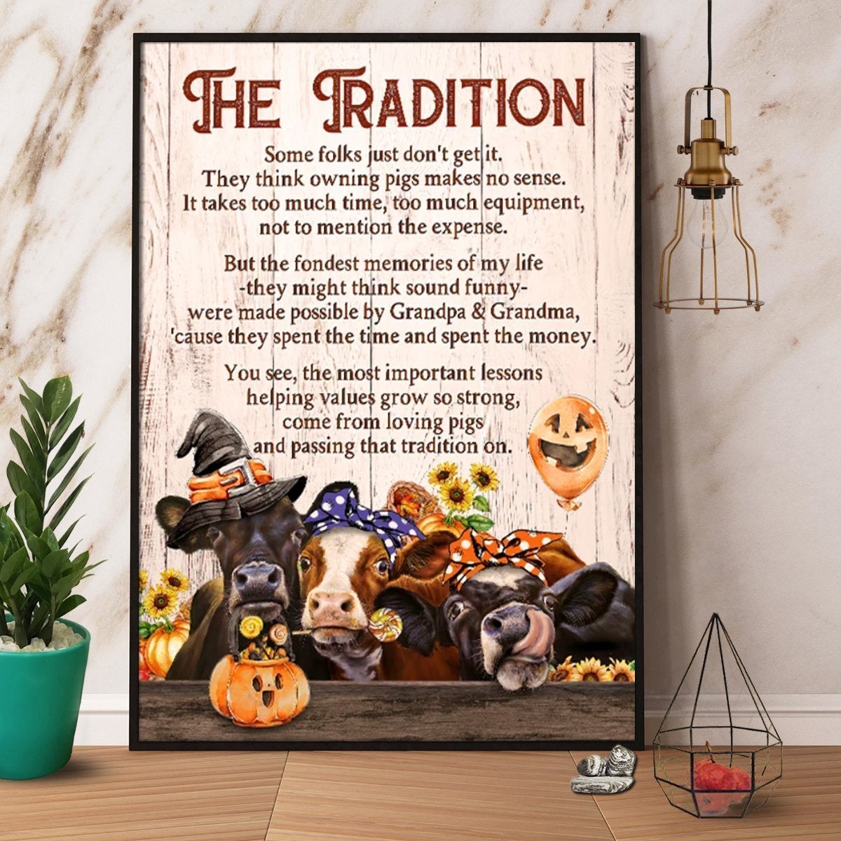 Halloween Happy Cows The Tradition Poster No Frame Matte Canvas, Wall Decor Visual Art