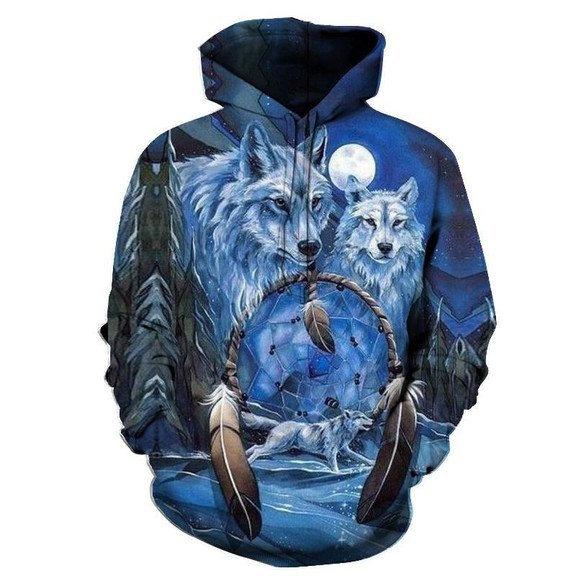 Wolves Under The Moon 3D Hoodies Sweater Zip Hoodie Gifts For Birthday – Wn3D06