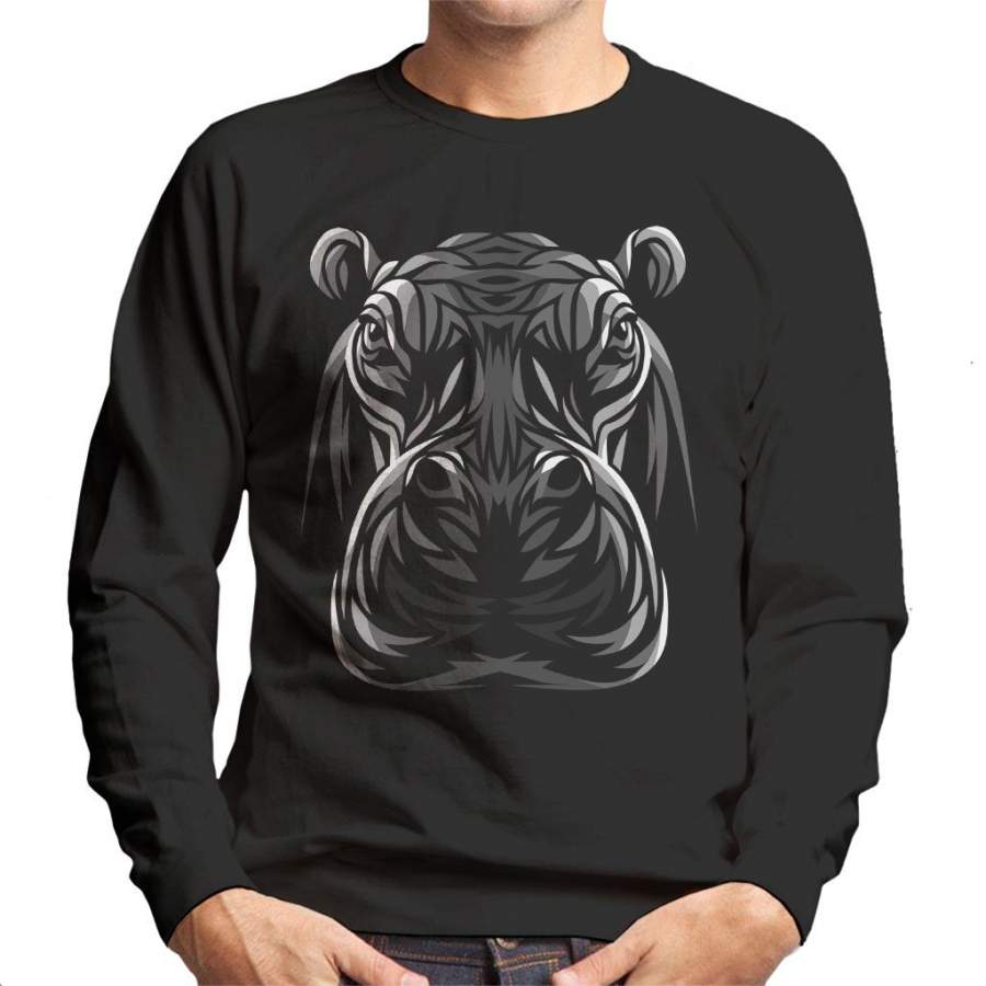 Tribal Hippo Men’s Sweatshirt