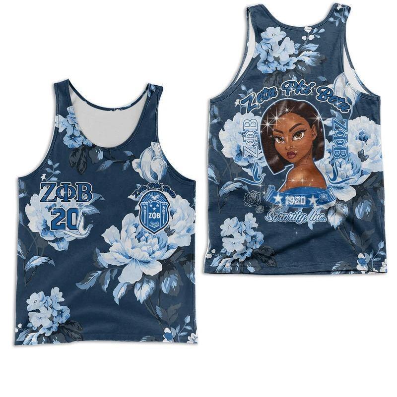 Sorority Tank Top – Zeta Phi Beta Blue Rose Girl Racerback Tank