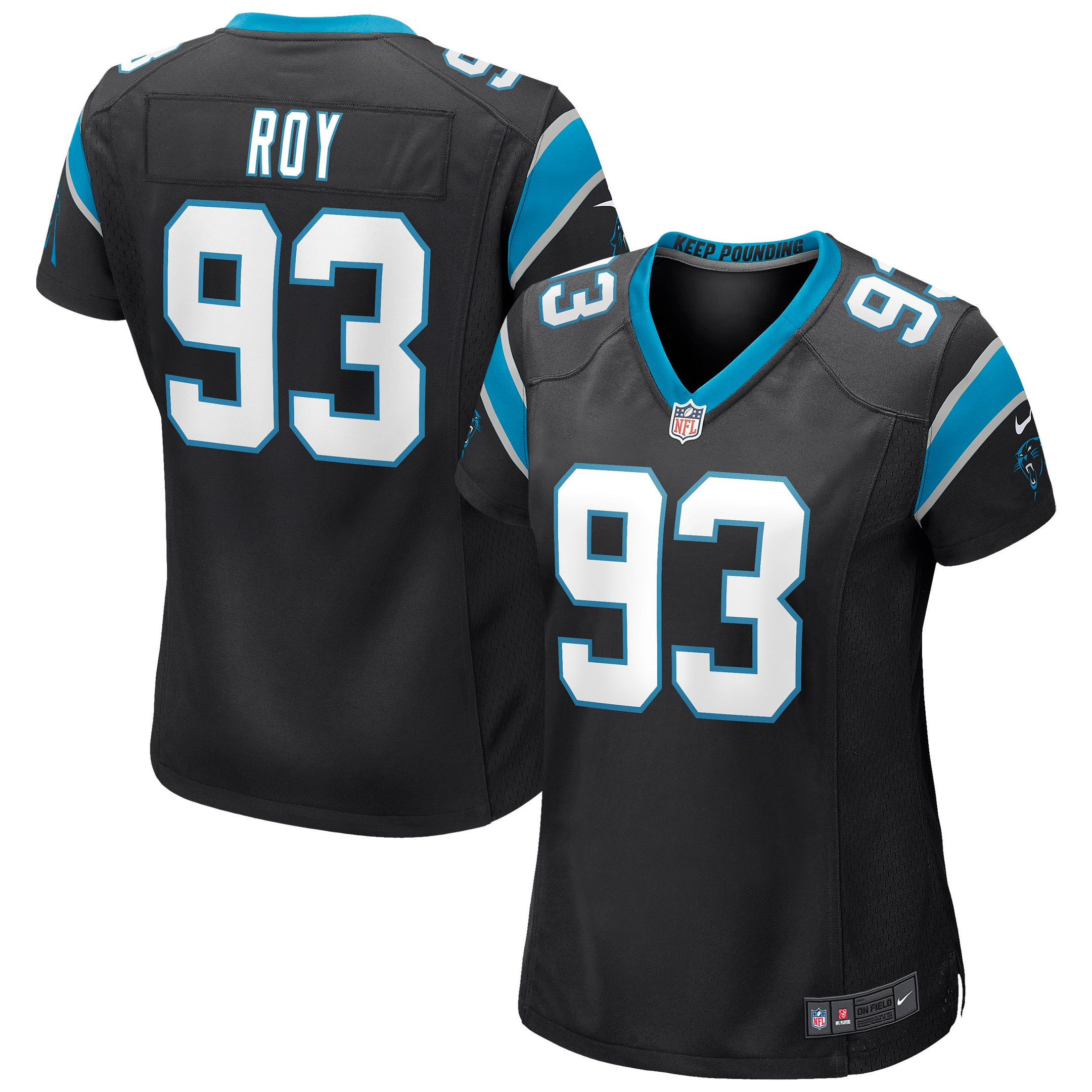 Bravvion Roy Carolina Panthers Womens Game Jersey – Black NFL