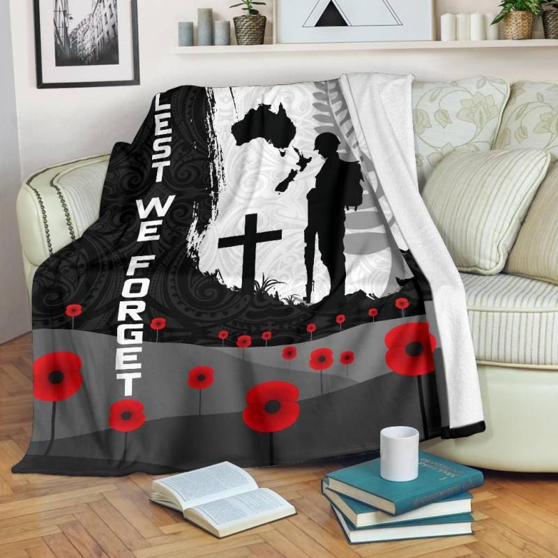 Anzac Day Premium Blanket, New Zealand Australia Lest We Forget K4