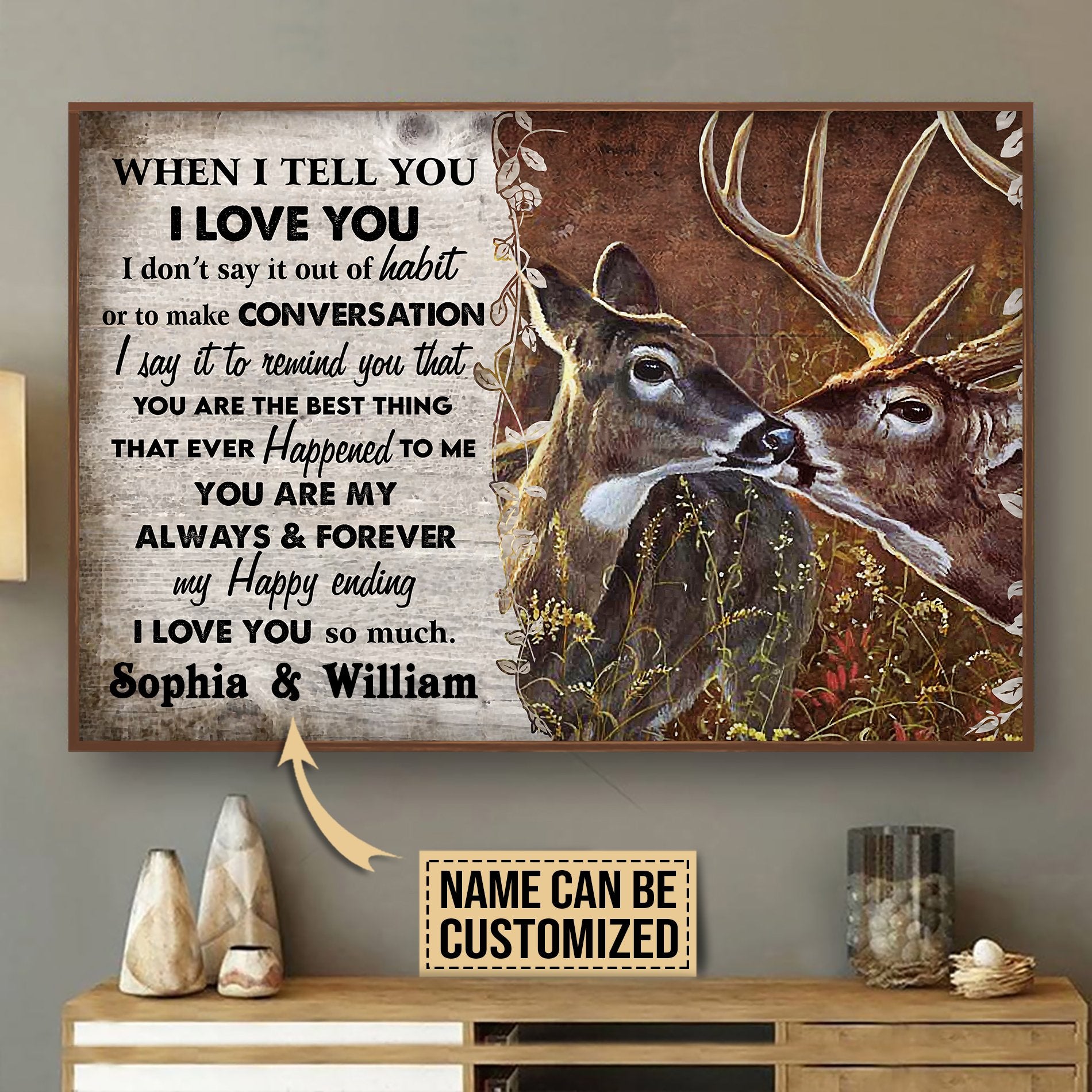 Aeticon Gifts Personalized Deer When I Tell You Canvas Mom Dad Gift Home Decor