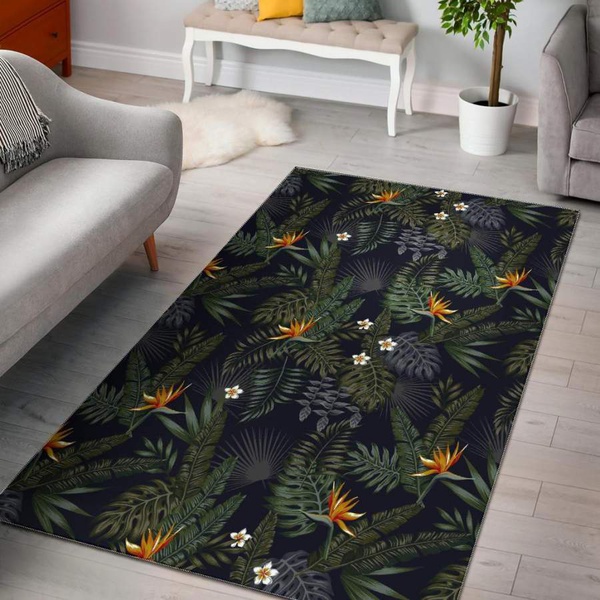 Night Tropical Hawaii Pattern Print Area Rug