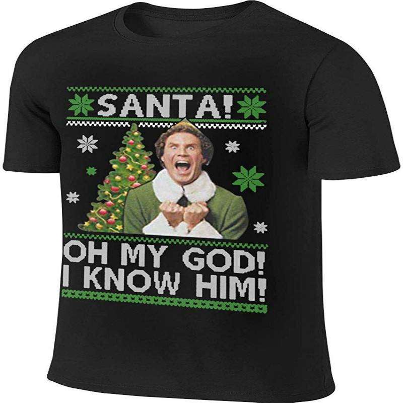 Btve Santa Oh My God I Know Him Ugly Christmas Funny Outdoor Black T-shirts